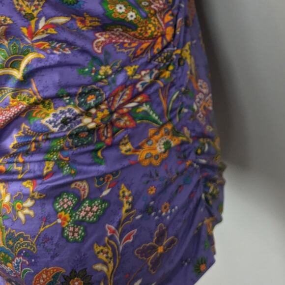Ralph Lauren Collection Purple Jacobean Floral Paisley Print Top XL - Picture 6 of 7